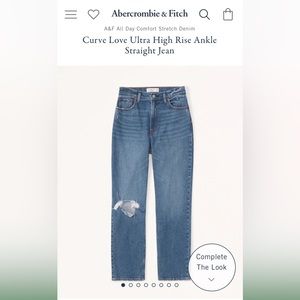 Abercrombie & Fitch Curve Love Ultra High Rise Ankle Straight Jeans